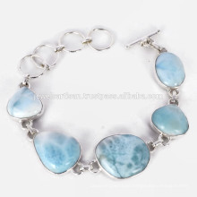 Neuer Entwurf Larimar teuer Edelstein 925 Sterlingsilber-Armband handgemachte Schmucksachen